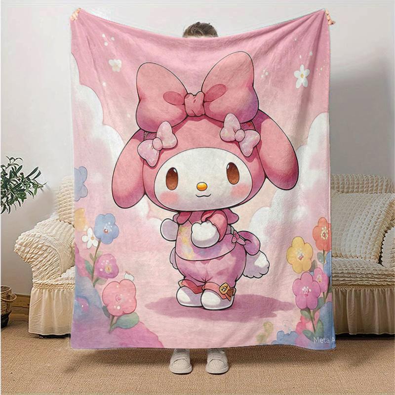 1pc Charming My Melody Home Decor Blanket Gift for Room Bedroom,Living Room, Travel, Camping, Car Blankets, Beach, Office Naps, Living Room Office Dec