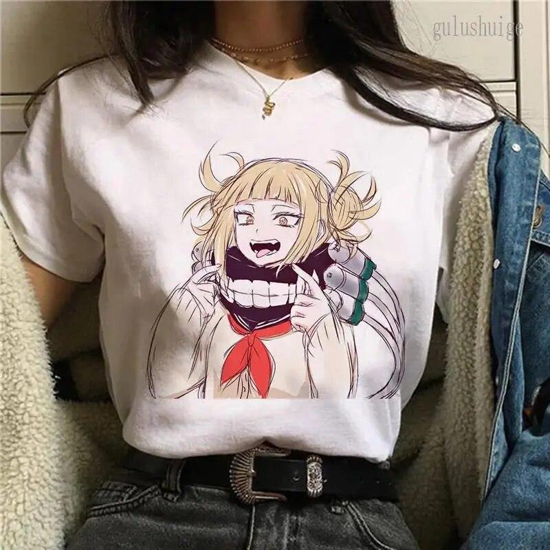 Футболка с графическим принтом «Мой герой Академии» японского аниме, модная женская футболка с круглым вырезом с коротким рукавом, повседневная футболка больших размеров