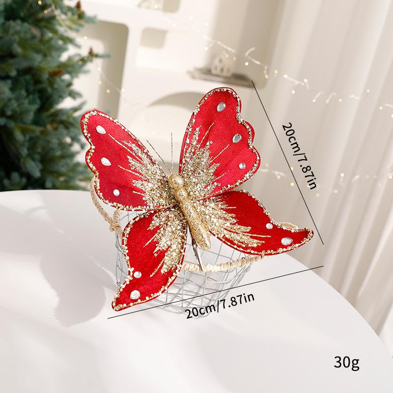 1 шт. Тканевые Пайетки Имитация Бабочки Украшения для Рождественской Елки Бархат Пенопласт Пластик Праздничные Цветочные Украшения Рождественский Подарок