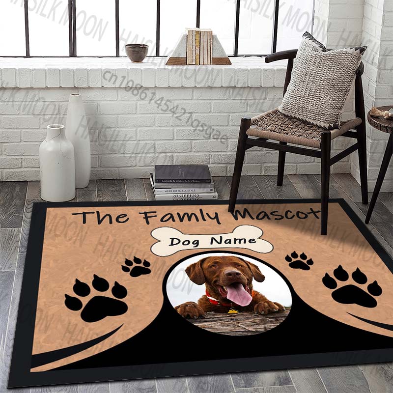 Personalized Custom Pet Name Photo Carpet Suitable for Bedroom Living Room Sofa Door Area Rug Various Sizes Luxury Gifts