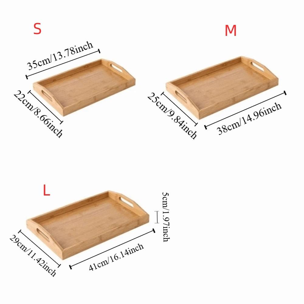 With Handles Bamboo Serving Tray Aesthetic Food Storage Tray Wooden Organizer Tray Spoons