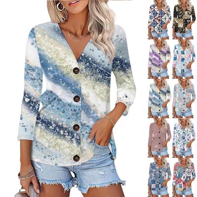 Женский повседневный модный кардиган с цветочным принтом, на пуговицах, с рукавом 3/4