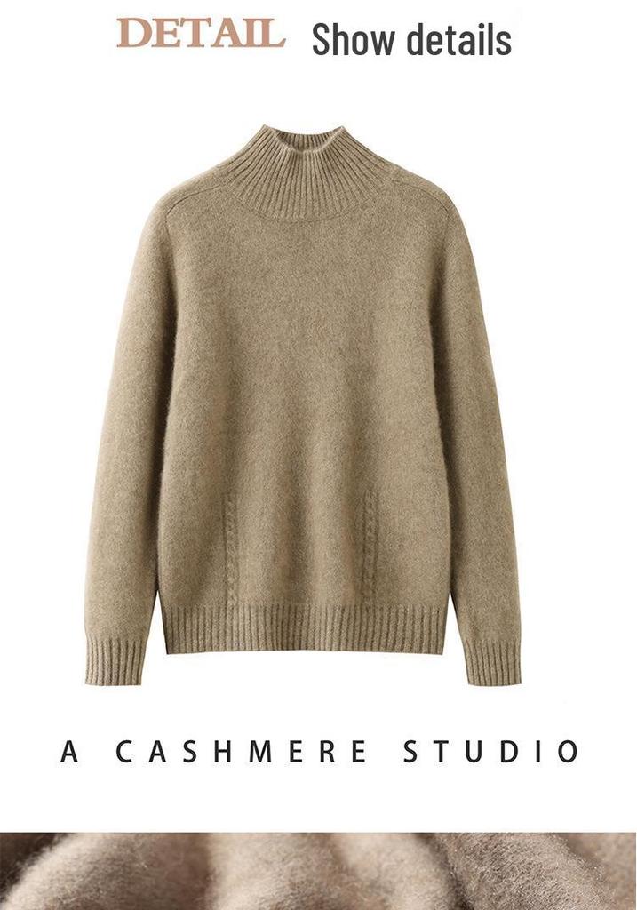 Women's Cashmere Knit Long Sleeve Base Layer - Soft, Warm, and Skin-Friendly for Autumn/Winter