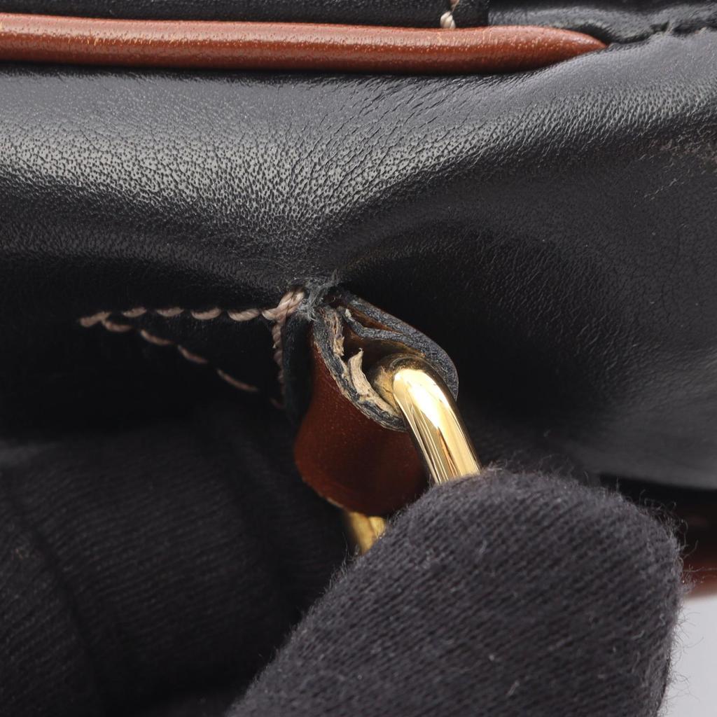 Used CELINE Shoulder Bag leather Black Brown Used Women