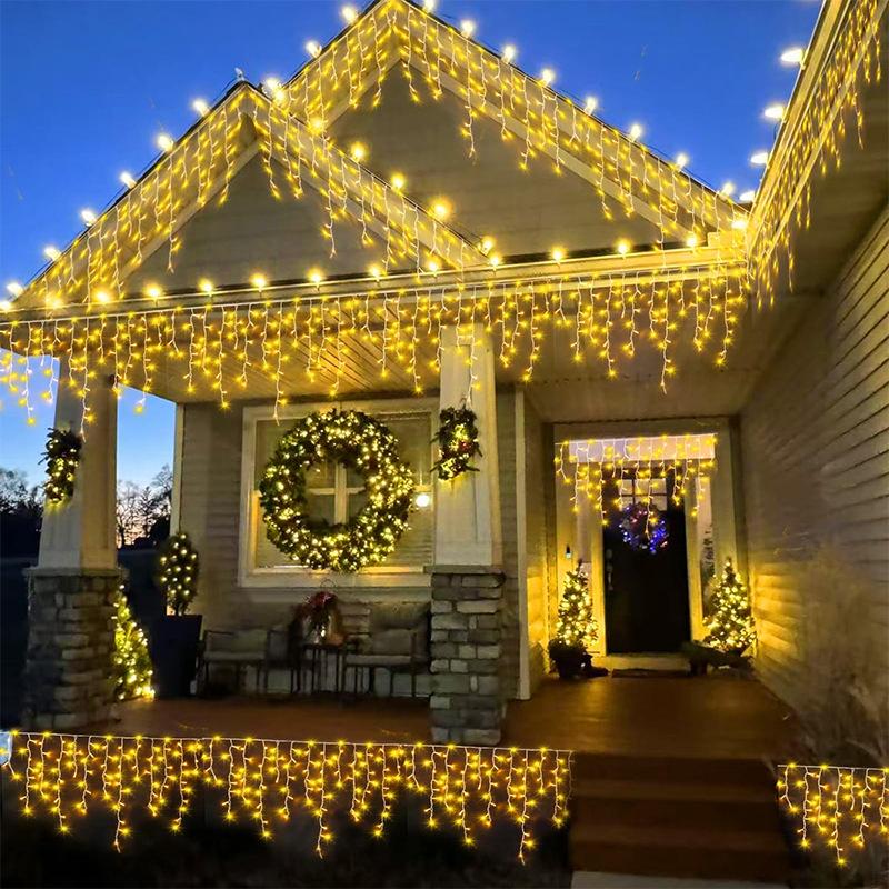 96/162 LED Solar Waterfall Light String Curtain Light Outdoor Waterproof Courtyard Decoration Light Christmas Fairy lamp Xmas