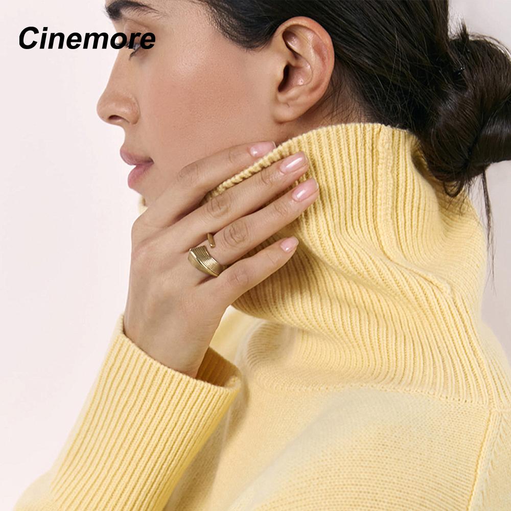 Cinemore Spring Autumn Women's Sweater Solid Oversize Casual Pullovers Warm Basic Long Sleeve Top O Neck Knitted Jumper Sweater