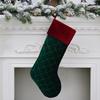 1Pc Plaid Pattern Red Green Christmas Stocking Flannel Fine Texture Stocking Gift Bag Home Decor