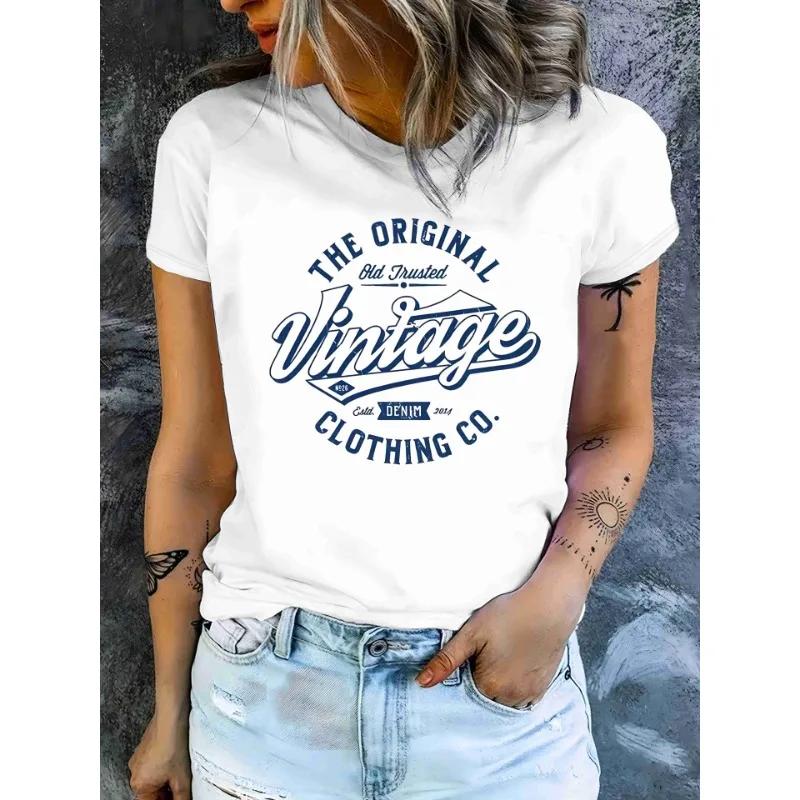 Женская хлопковая футболка «The Vintage Clothing Co», женская повседневная футболка с коротким рукавом и круглым вырезом, модная одежда высокого качества, топы