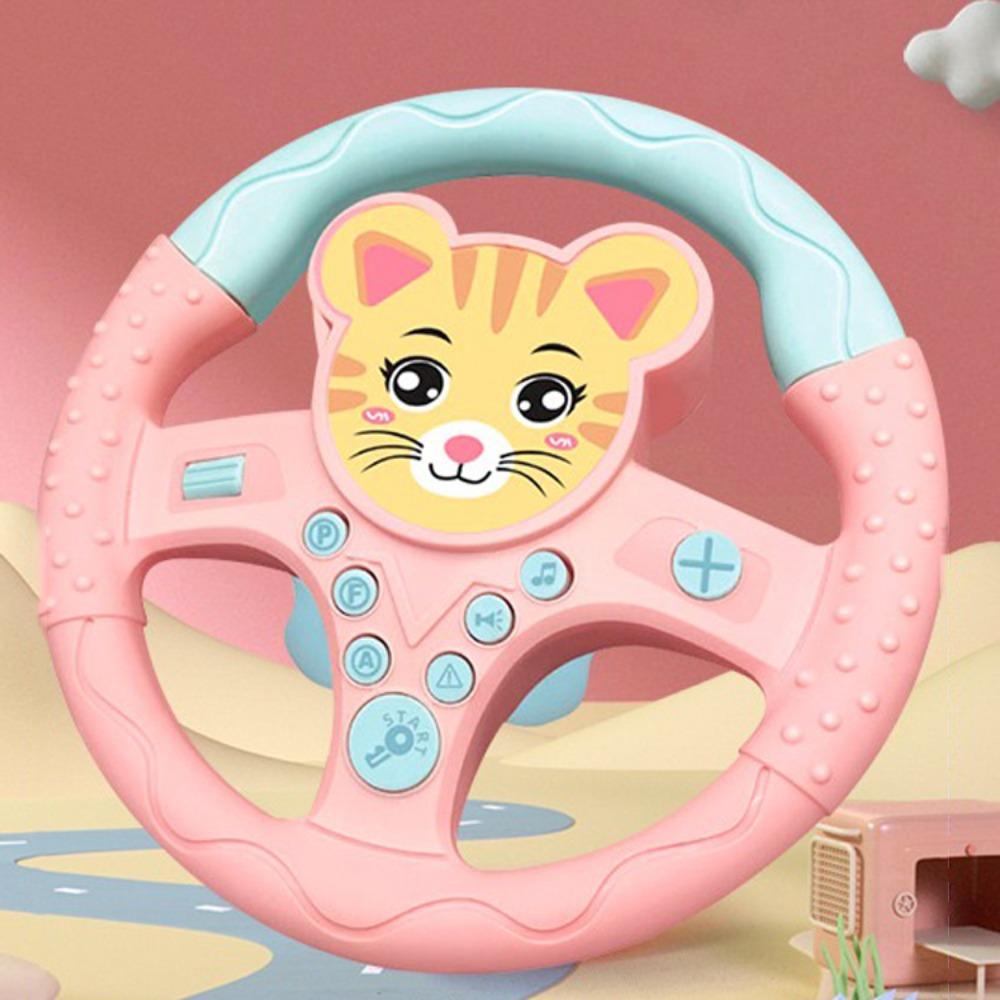 Multi Functional Cartoon Copilot Steering Wheel Montessori Simulate Driving Car Toy Children Gift
