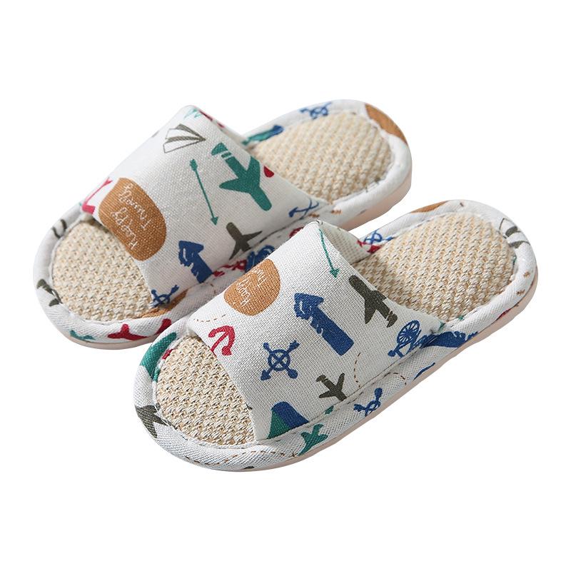 Kids' Soft, Non-Slip Indoor Slippers - Linen and Cotton for Spring & Summer