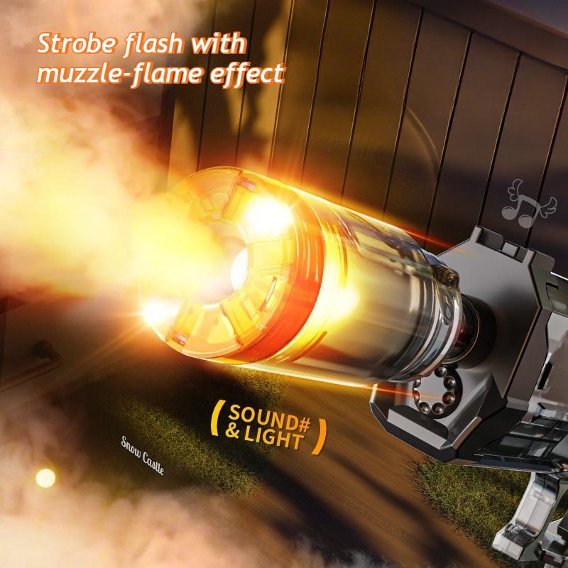 Детский электрический игрушечный пистолет с распылением дыма, разноцветными звуками, мигающими стробоскопами, телескопическим прикладом, отдачей и вибрацией. Крутые подарки для мальчиков