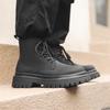 Черные мартинсы с внутренней платформой, мужские осенне-зимние ботинки в британском стиле с высоким верхом и толстой подошвой, ботинки в стиле милитари с платформой, большие ботинки 2866-J