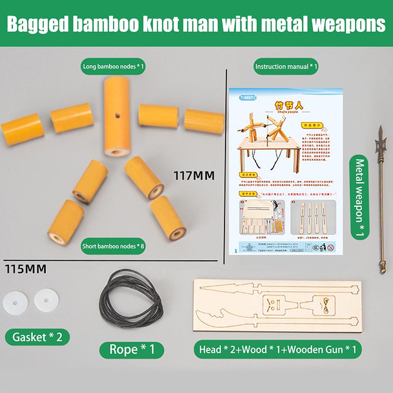 1 комплект, натуральная веревочная боевая настольная игра, ручной работы, бамбуковый человек, настольная игра, боевая игрушка с оружием