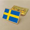 Flag of Sweden Brooch 2.5 * 1.5cm Zinc Alloy Die-casting Pvc Color Printing Coating Golden Rectangle