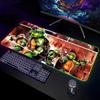 Коврик для мыши Черепашки-ниндзя Геймерский RGB Коврик для стола Коврик для клавиатуры Игровые ноутбуки Светодиодный коврик для мыши Защита стола Аниме Мышь