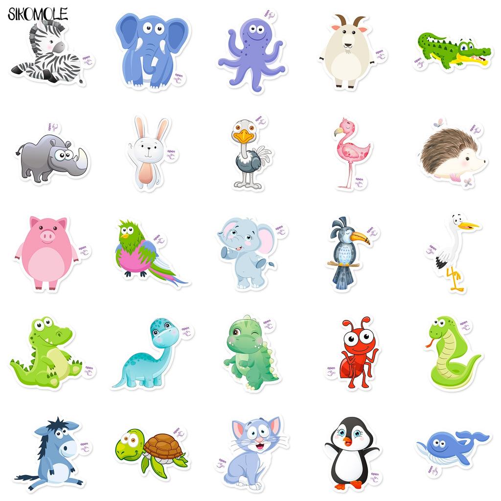 10 30 50Pcs Cartoon Cute Little Animals For Children Stickers Book Diy Skateboard Toy Guitar Luggage Decoration Graffiti Sticker