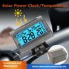Solar Power Motorcycle Clock Handlebar Temperature Gauge Electronic Thermometer Car Clock Date Time Backlight Display Waterproof Motorbike Accessories