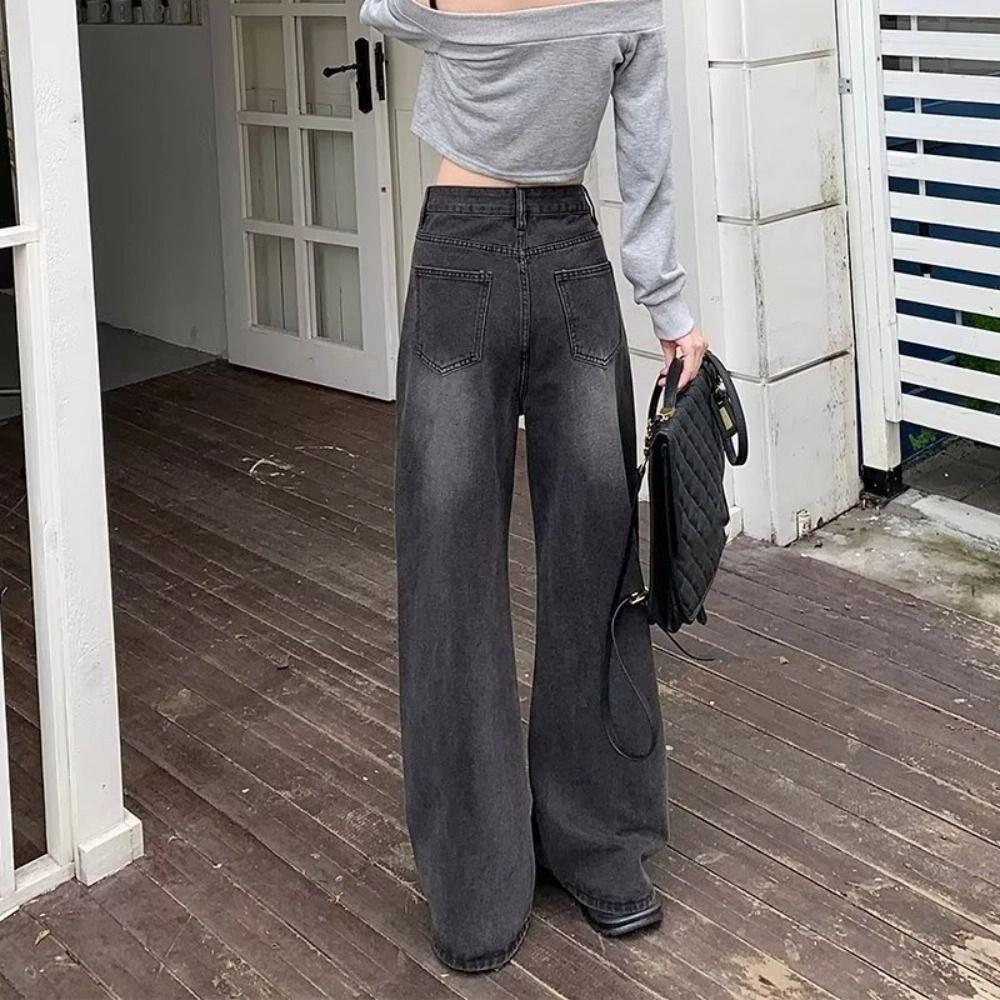 High Waist Y2K Jeans Straight Leg Cowboy Trousers Fashion Baggy Denim Pants  Girls Lady