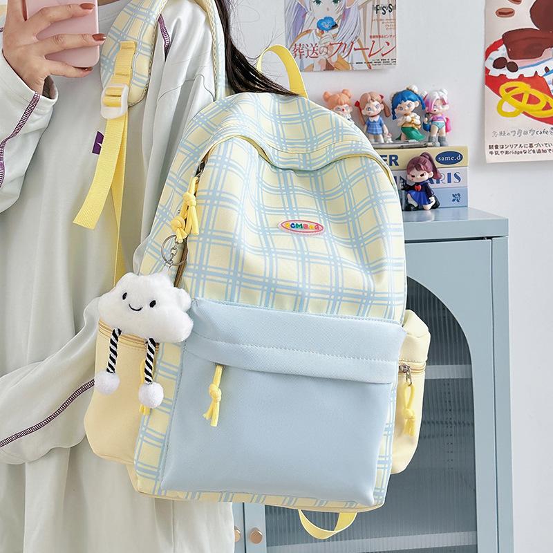 Новый школьный рюкзак женский японский и корейский стиль ins высокая ценность клетчатый рюкзак студенческий рюкзак для класса