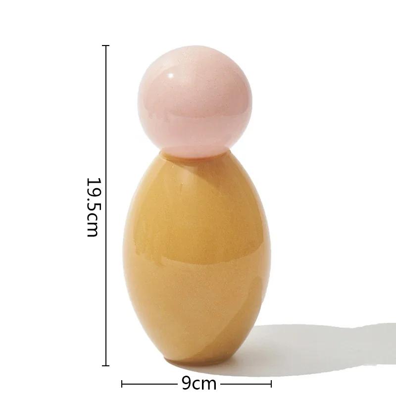 Colorful Glass Vase Flower Arrangement Vase Geometric Sphere with Lid Aromatherapy Bottle Glass Jar Desk Flower Ware Home Decor