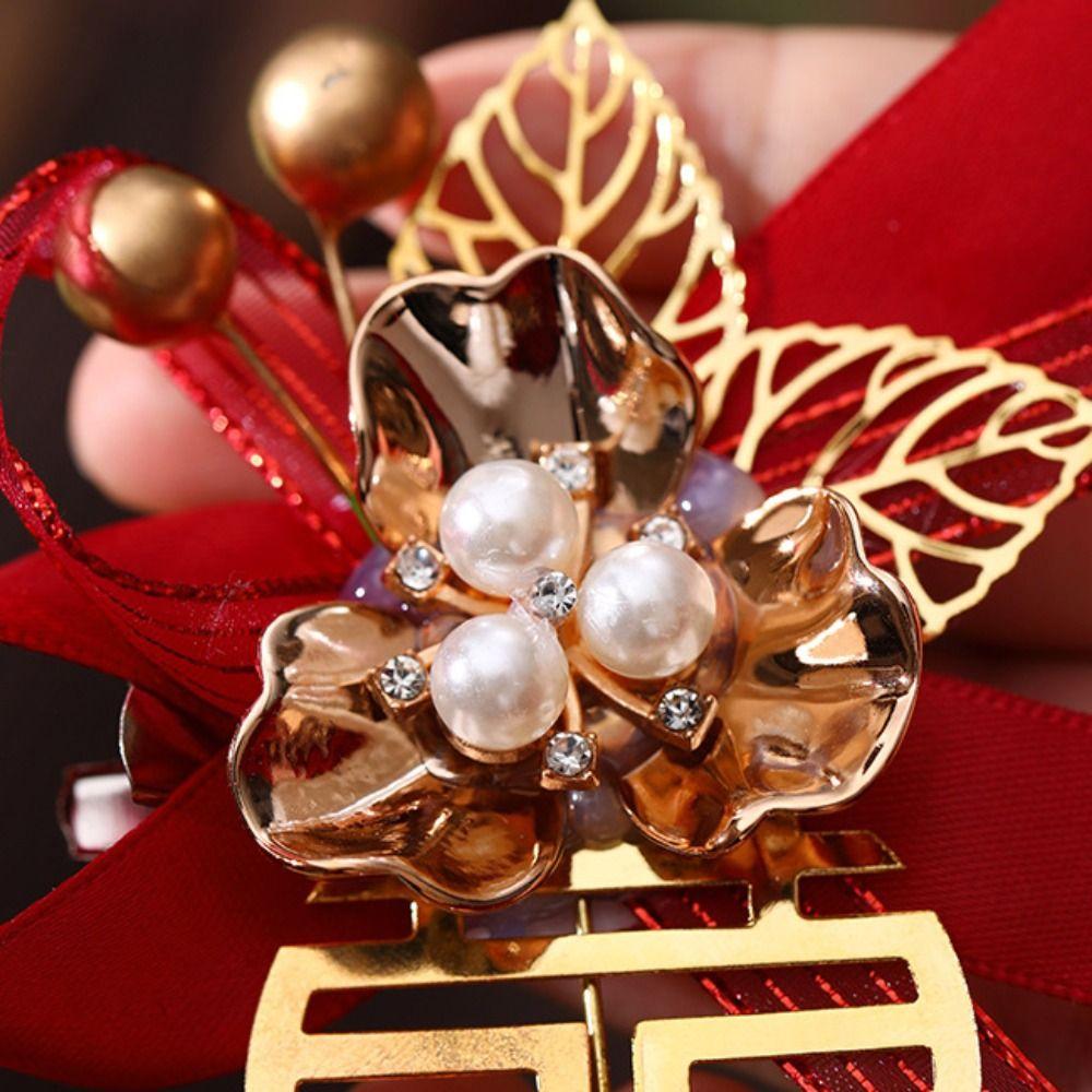 Цветочный банкет Родители Подружка невесты Свадебная бутоньерка Брошь невесты Бутоньерка в китайском стиле Брошь жениха