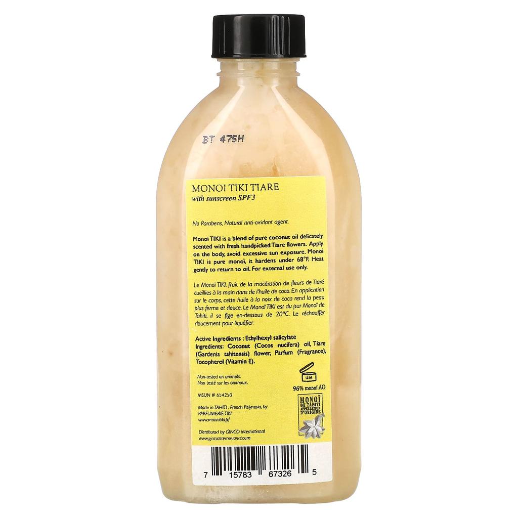 Monoi Tiare Tahiti Масло для загара с солнцезащитным фильтром, SPF 3, 4 жидких унции (120 мл)