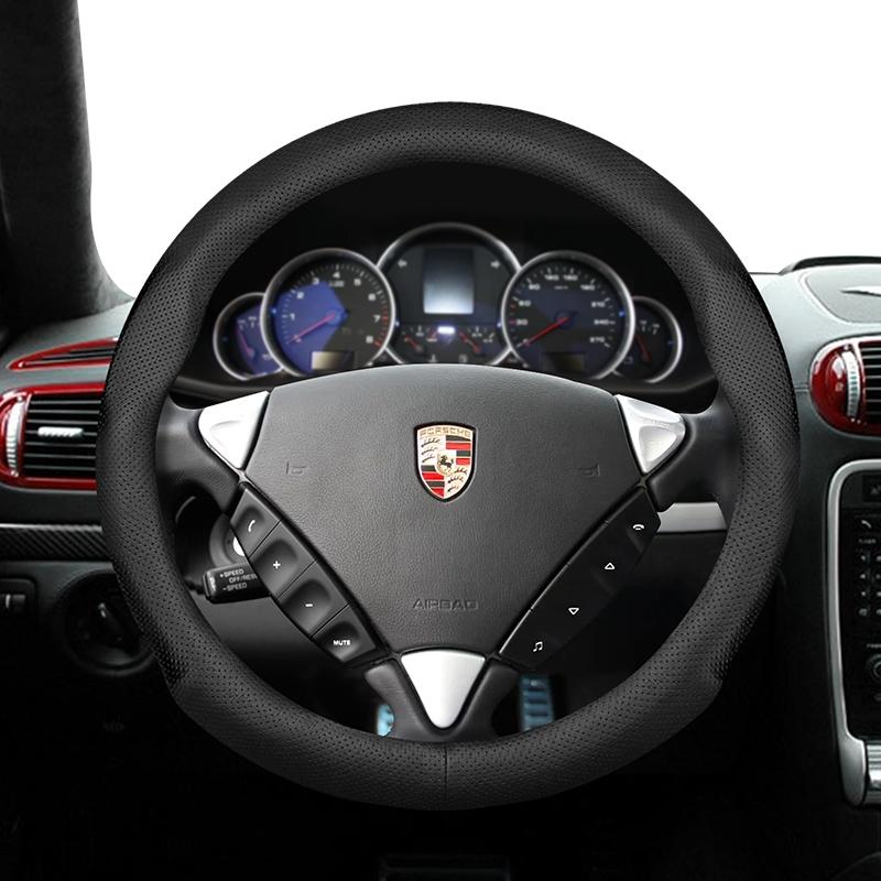 Подходит для Porsche Ультратонкая Дышащая Кожаная Накладка на Руль Подходит для Casenne 996 Macan 957 Volante Boxster 986 718 Alcantara 997