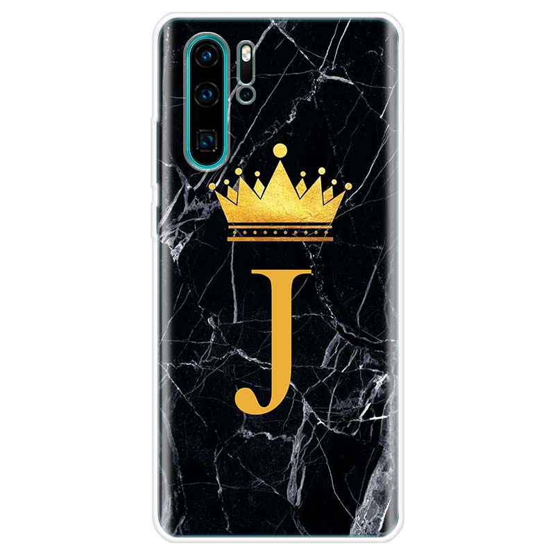 Letter Alphabet Crown A-J Cover Phone Case For Huawei Y5 Y6 Y7 Y9S P Smart Z 2019 Honor 10 Lite 9 20 9X 8S 8X 8A Pro 7A 7X Coque
