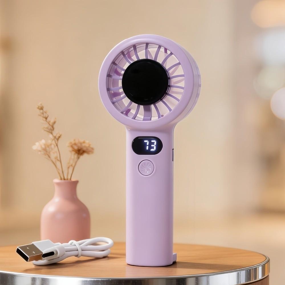 USB Rechargeable Electric Hand Fan with LED Display Highspeed Cooling Fan  Outdoor Travel