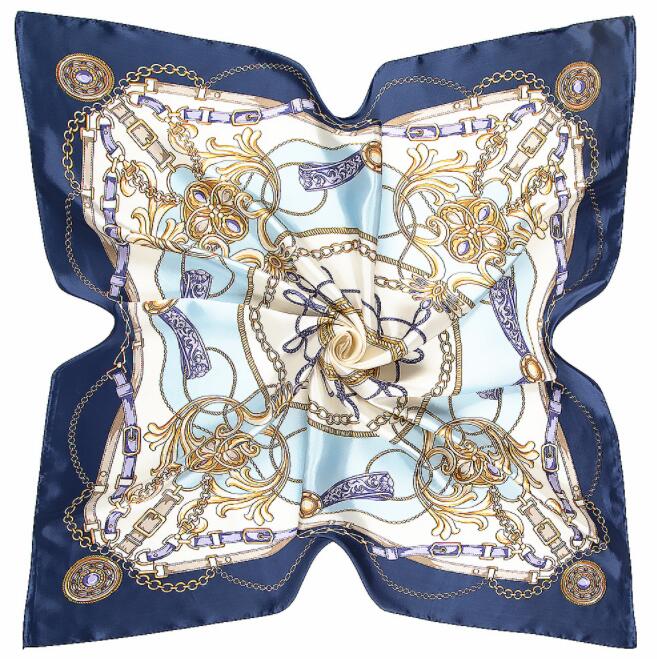 90*90cm Luxury Brand Women Silk Scarfs Belt And Chain Square Scarves Spring Summer Shawls For Ladies