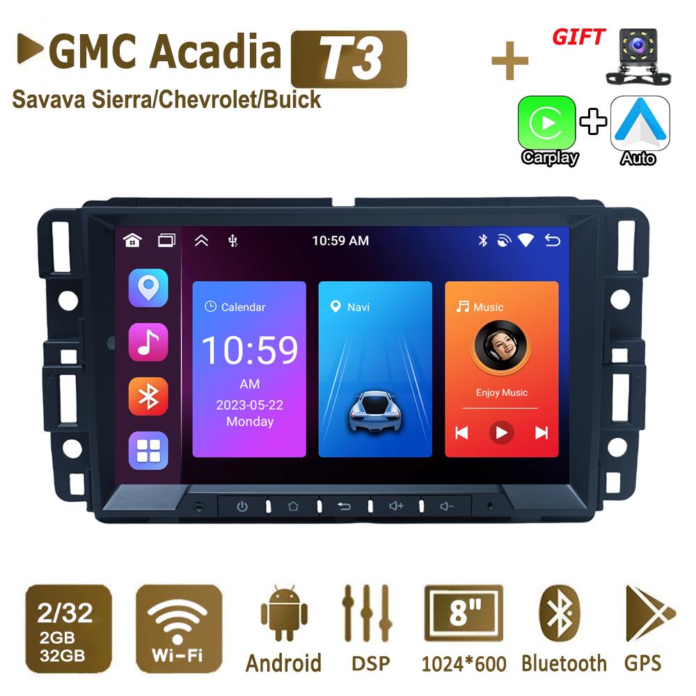 8-дюймовый автомобильный радиоприемник Android для GMC Acadia Savava Sierra Chevrolet Avalanche Suburban Carplay 2Din Autoaudio головное устройство навигация GPS 2+64 ГБ