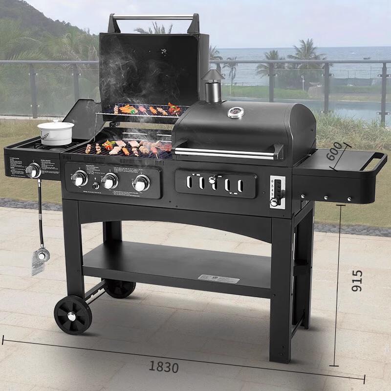 Beifu Multifunctional Gas & Charcoal BBQ Grill Smoker