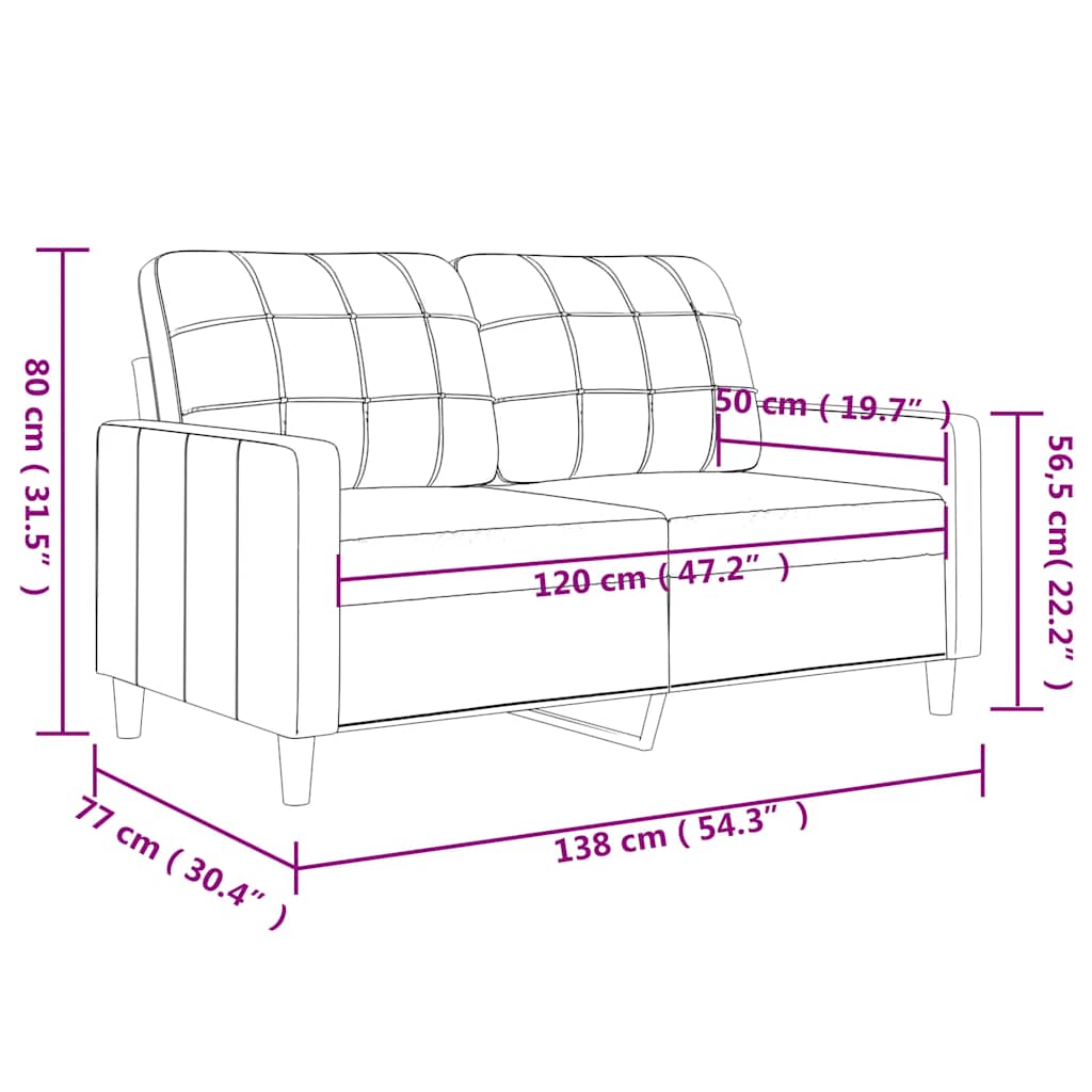 Vidaxl 2-Osobowa Sofa, Kremowa, 120 Cm, Tapicerowana Tkaniną