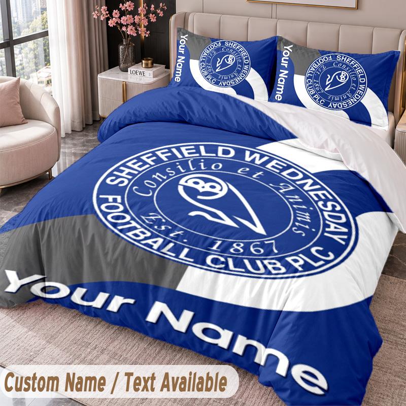 Sheffield Wednesday FC Printed Bedding Set Custom Name Text 1 Duvet Cover 2 Pillowcases For Bedroom