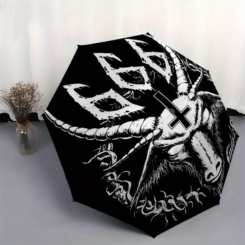 Devilish Design: Baphomet with Inverted Cross Circular StickerUmbrella, Portable 3-Fold Umbrella for Men & Women,Christmas Gift ES207
