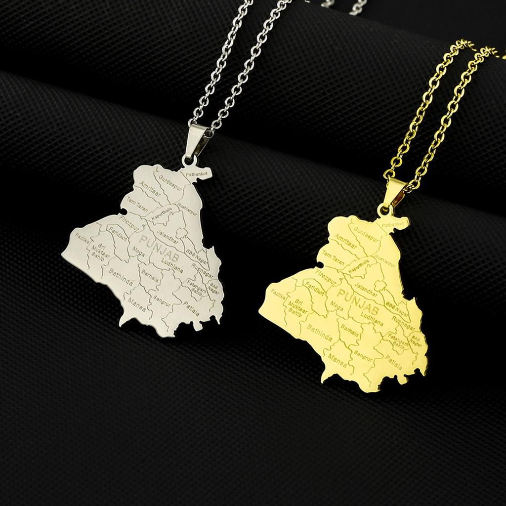 Chic Punjab Map Pendant Clavicular Chain Accessory Exquisite City Map Necklace Adornment for Daily Wear Dates Parties
