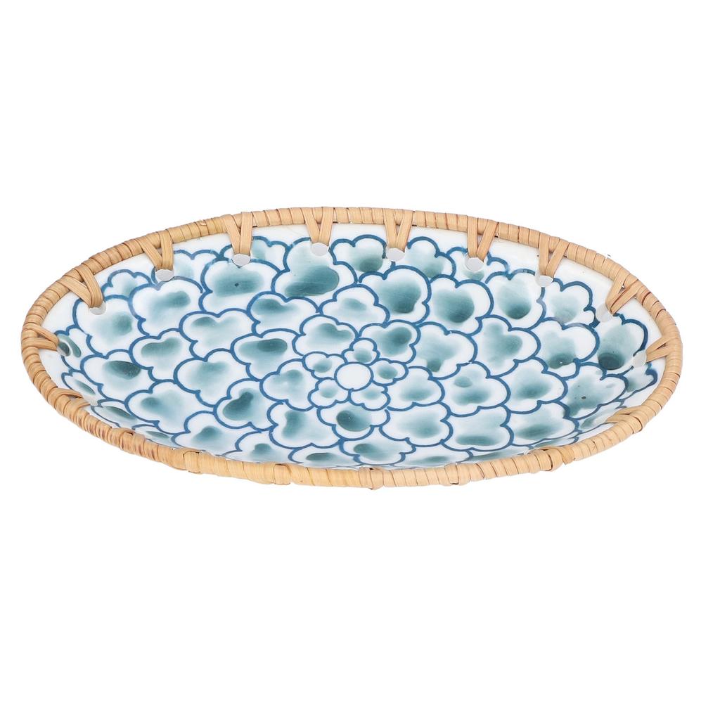 Плетеная ротанговая керамическая тарелка Овальная плетеная ротанговая фарфоровая фруктовая тарелка для свадебной вечеринки, банкета, дня рождения Плетеная ротанговая керамическая тарелка