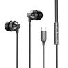 Metal Design Type C&3.5mm Earphones For Samsung Stereo Sound Headphones Wired Control In-Ear Headsets Gaming Earbuds Handsfree