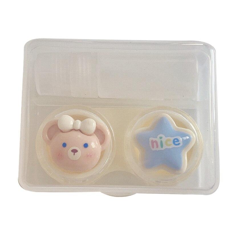 Милый мультяшный чехол для контактных линз для женщин INS Animal, прекрасная коробка для ухода за контактными линзами с пинцетом, бутылочка с присоской