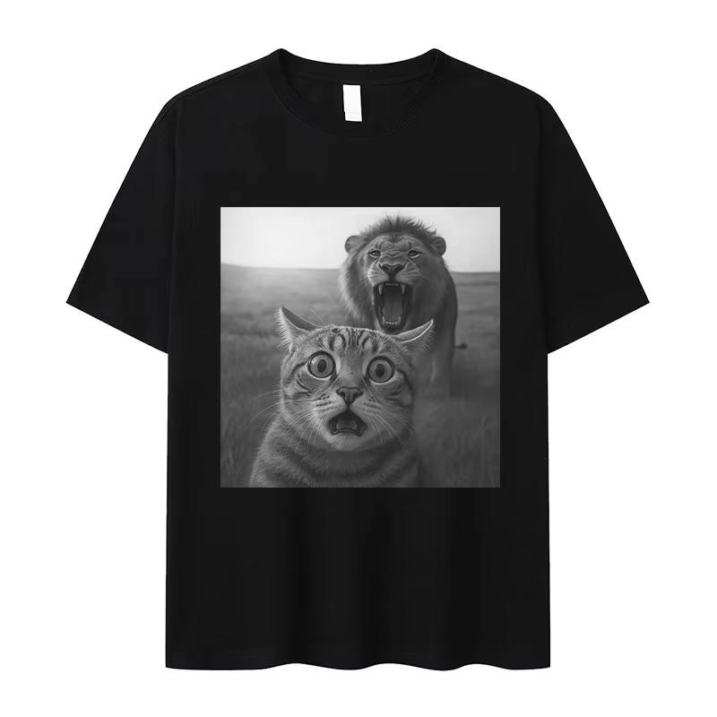 Humor Cat High Quality Print Shortsleeved Tshirts Unisexs Cozy Pop Oversized Tshirts Summer Casual Y2K Tops Hot Sale Streetwear