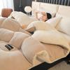 Теплый зимний стеганый одеяло из шерсти ягненка и набор с плюшевым пододеяльником - Уютное флисовое одеяло для общежитий и одиночных комнат