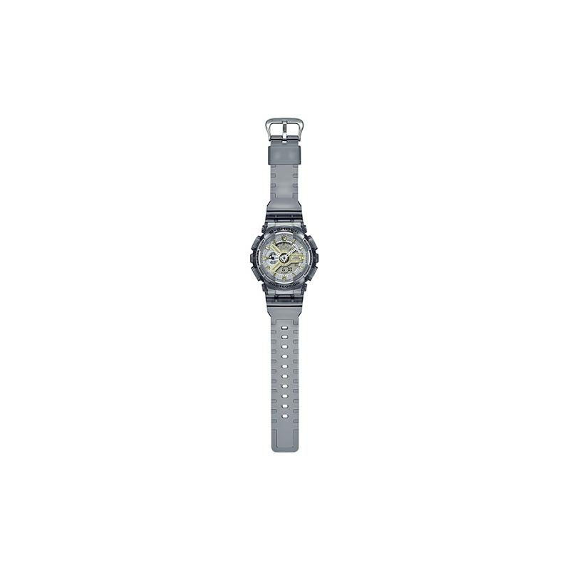 Casio Серия G-SHOCK студенческие универсальные ледяные прочные прозрачные серые модные спортивные двойной дисплей водонепроницаемые часы кварцевый механизм смола GMA-S110GS-8APR