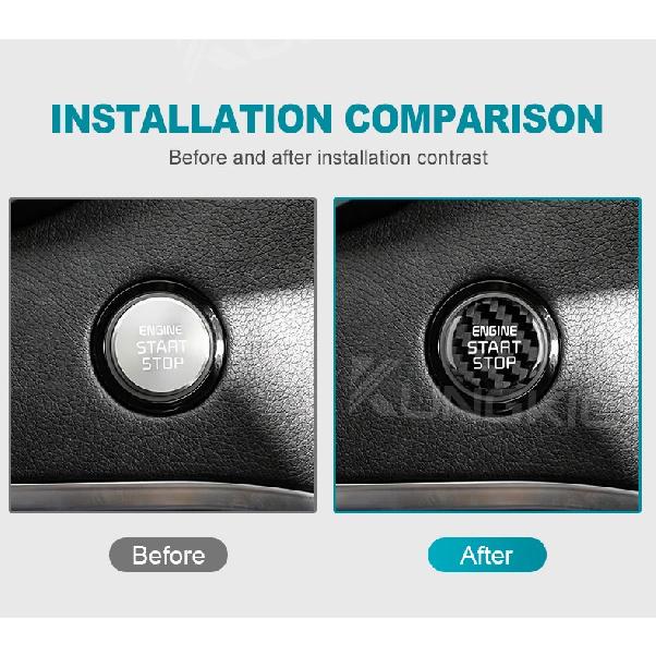 Real Hard Carbon Fiber Sticker For Kia Stinger 2019 2020 2021 2022 2023 Car Start Engine Stop Button Cover Interior Trim