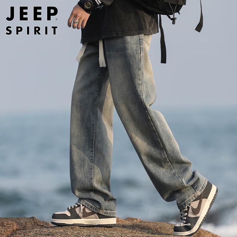 Мужские джинсы JEEP SPIRIT в стиле ретро, свободного кроя, с прямыми штанинами