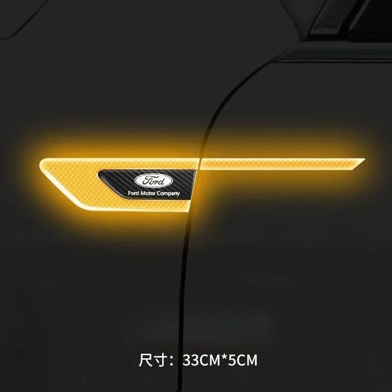 XJGE5 Car Door Reflective Sticker Safety Warning Reflector Tape For Ford ST Fusion Transit Ecosport Exterior Decal Accessories Guard