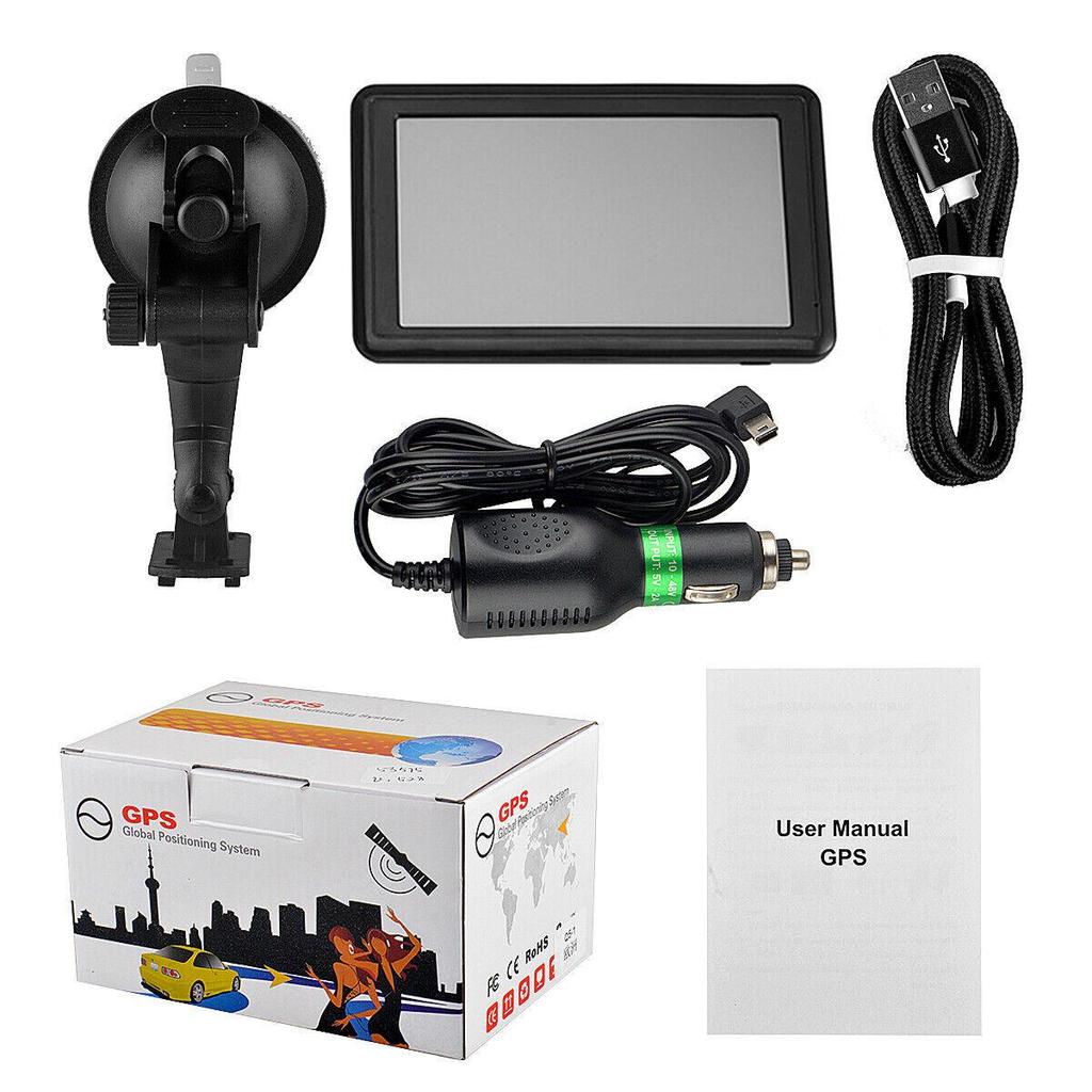 5-дюймовый портативный автомобильный GPS-навигатор с 8G HD-картами для Европы и США, универсальный для легковых и грузовых автомобилей, включает FM.
