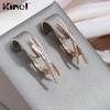 Длинные модные английские серьги Kinel цвета розового золота для женщин, винтажные изысканные ювелирные изделия с цирконом