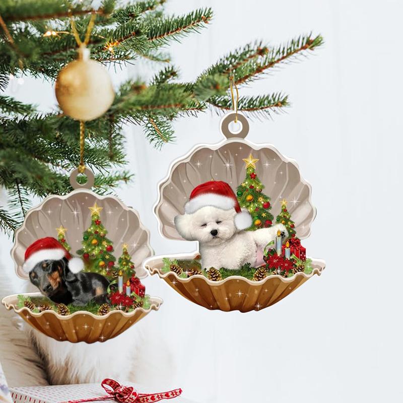 Dog Sleeping In Clam-shell Puppy Pendant Flat Animal Model Ornament Acrylic