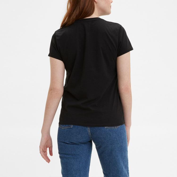Женская однотонная футболка с круглым вырезом и логотипом Levis, черные 39185-0008