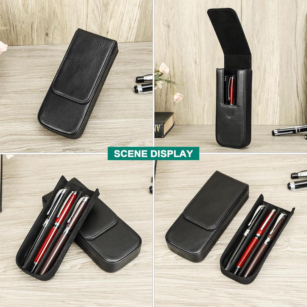 Чехол для ручек из натуральной кожи ручной работы, разноцветный, с 3 слотами, роскошный брендовый ящик для ручек, съемный лоток для ручек, защитный чехол для ручек